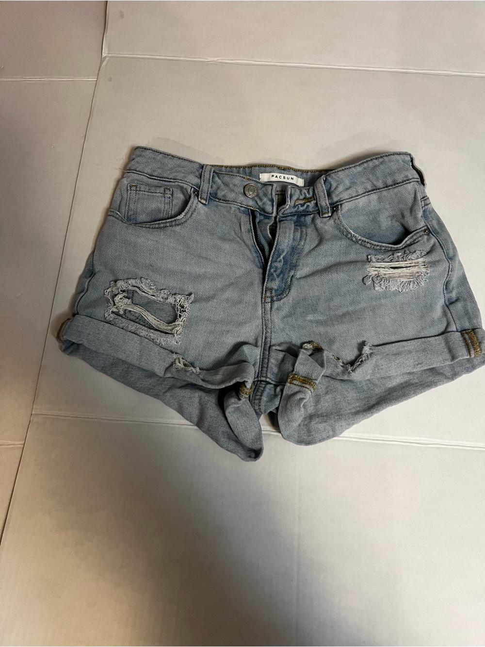 PacSun Light Wash Distressed High-Rise Denim Shorts